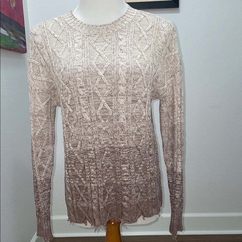 Chunky Cable Knit Ombré Sweater in Truffle sz XS